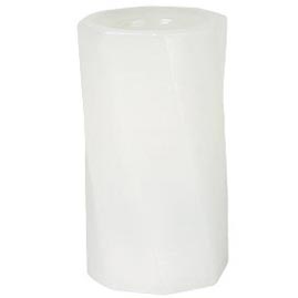6" Round Twisted Pillar Battery Operated Flameless Candle - White - Battery Operated Flicker Candles