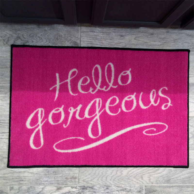 Pink Hello Novelty Door Mat