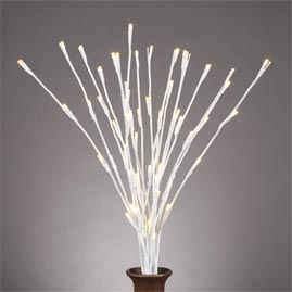 LED Lighted Branches - (3) 39" White Branches - Battery Operated - 60 Warm White LED Lights - Decorative LED Lights