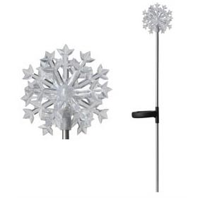 4 pc. Solar Powered Snowflake Stake Light Set - White - LED Stake &amp; Pathway Lights