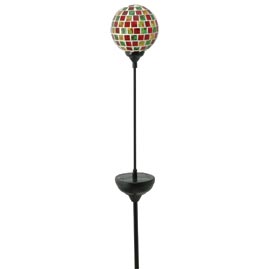 MOONRAYS Solar Powered LED Mosaic Glass Ball - 32" High - LED Stake &amp; Pathway Lights