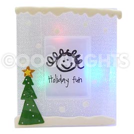 Christmas Holiday Fun Picture Frame - Multi-Color LED Lights - 3.5" W x 4" H - Christmas Tree - Decorative Light Displays &amp; Figurines