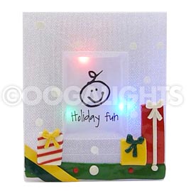 Christmas Holiday Fun Picture Frame - Multi-Color LED Lights - 3.5" W x 4" H - Presents - Decorative Light Displays &amp; Figurines