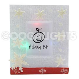 Christmas Holiday Fun Picture Frame - Multi-Color LED Lights - 3.5" W x 4" H - Snowflakes - Decorative Light Displays &amp; Figurines