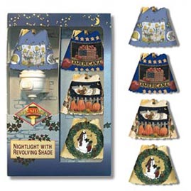Deb Strain Seasons Revolving Spin Shade Night Light Gift Set - Revolving Decorative Lamp Shades