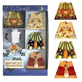 Little Bit o' Country Revolving Spin Shade Night Light Gift Set - Revolving Decorative Lamp Shades