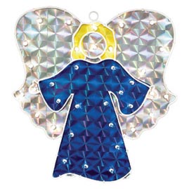 17" H x 14" W Holographic Christmas Angel Window &amp; Yard Art - 35 Mini Lights - Christmas Yard Art &amp; Decorations