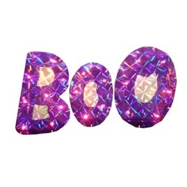 16.5" W x 12" H Holographic BOO Sign Yard Art - 20 Clear Light Bulbs - Halloween Yard Art &amp; Decorations