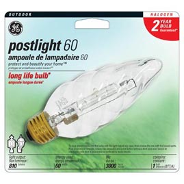 GE Lighting [10044] 60 Watt F15 Outdoor Halogen Postlight Bulb - Clear - Replacement Halogen Light Bulbs