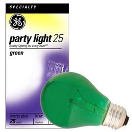 GE Lighting [49725] 25W A19 Decorative Party Light Bulb - Green - Decor &amp; Accent Light Bulbs