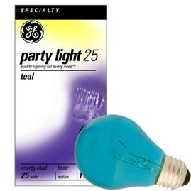 GE Lighting [22732] 25W A19 Decorative Party Light Bulb - Teal - Decor &amp; Accent Light Bulbs