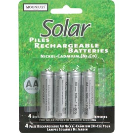 Woods NI-CD Moonrays™ Solar Rechargeable Batteries - AA - 4 Pack - String Lights Batteries