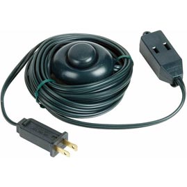 15' Extension Power Cord w/ ON/OFF Foot Press Switch - Green Cord - 3 Outlet Cube Tap - String Lights Accessories
