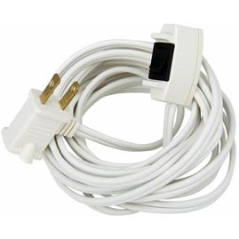 15' Extension Power Cord w/ ON/OFF Switch - White Cord - Extension Cords &amp; Plugs