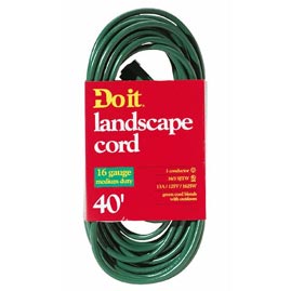 40' Landscape Extension Power Cord - 16/3 - Green - Extension Cords &amp; Plugs