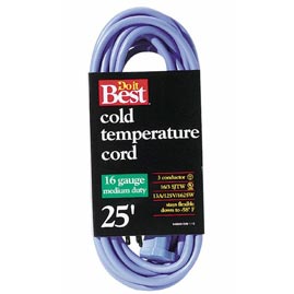 25' Cold Temperature Extension Power Cord - 16/3 - Blue - Extension Cords &amp; Plugs