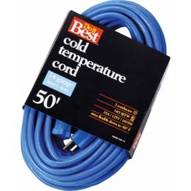50' Cold Temperature Extension Power Cord - 14/3 - Blue - Extension Cords &amp; Plugs