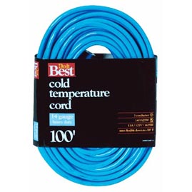 100' Cold Temperature Extension Power Cord - 14/3 - Blue - Extension Cords &amp; Plugs