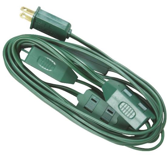 15' Christmas Tree Light Extension Power Cord (3) 3outlet Taps Christmas Light Extension Cords
