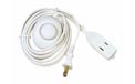 15' Extension Power Cord w/ ON/OFF Foot Press Switch - White Cord - 3 Outlet Cube Tap