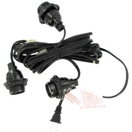 Indoor Triple Socket Lantern Light Strand Set - Black Wire - 21" Spacing - String Light Strands &amp; Sets