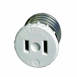 Leviton [875125W] Medium Base Socket 2-Prong Oulet Adapter - Pair - Lamp Sockets &amp; Parts