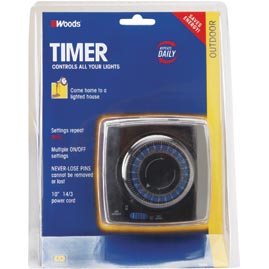 Woods [59204] Outdoor 24-Hour Grounded Mechanical Light Timer - Light &amp; Lamp Power Timers
