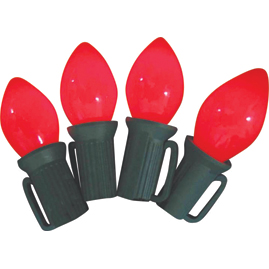 Replacement C7 Stringlight Bulbs - 4 Pack - Ceramic Red - String Lights Accessories