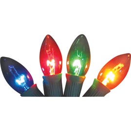 Replacement C9 Stringlight Bulbs - 4 Pack - Transparent Multi-Color Twinkling - String Lights Accessories