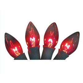 Replacement C9 Stringlight Bulbs - 4 Pack - Transparent Red - String Lights Accessories