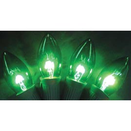 Replacement C9 Stringlight Bulbs - 4 Pack - Transparent Green - String Lights Accessories