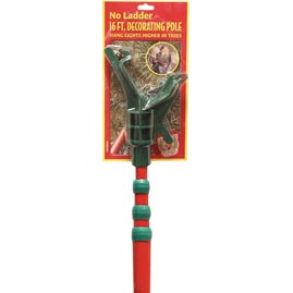St. Nick's Choice [97444] 16' No Ladder Decorating Pole w/ Adaptor - String Light Poles &amp; Hanging Tools