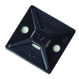 Plastic Cable Tie Mounting Pad - Black - Wire &amp; Cable Ties