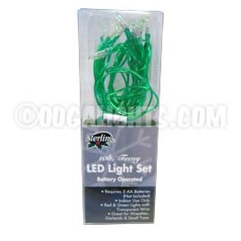 Tiny LED Battery Operated Stringlight Strand - 10 Green Bulbs - LED String Lights