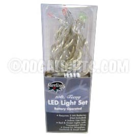 Tiny LED Battery Operated Stringlight Strand - 5 Red &amp; 5 Green Bulbs - LED String Lights