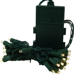 25L 5mm LED Battery Operated String Lights - Warm White/Green Cord - LED String Light Strands &amp; Sets