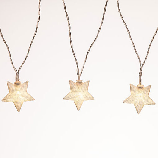 Gold Mesh Star LED Battery Operated String Lights