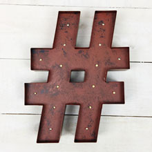 12" Rustic Brown Lighted "#" Sign