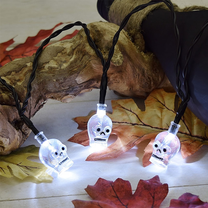 Skull LED Battery Operated Halloween String Lights