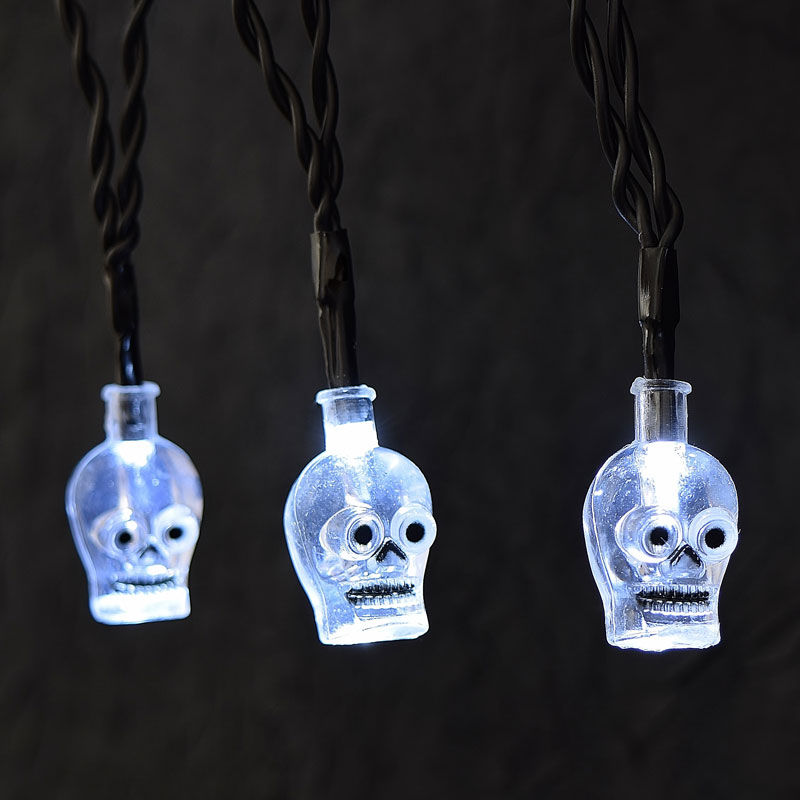 Skull LED Battery Operated Halloween String Lights