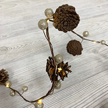 Red Berry Pinecone Garland LED Light Strand DR-30080679