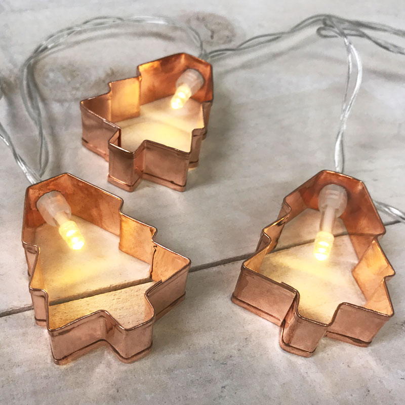 Christmas Tree Cookie Cutter String Lights Battery Operated