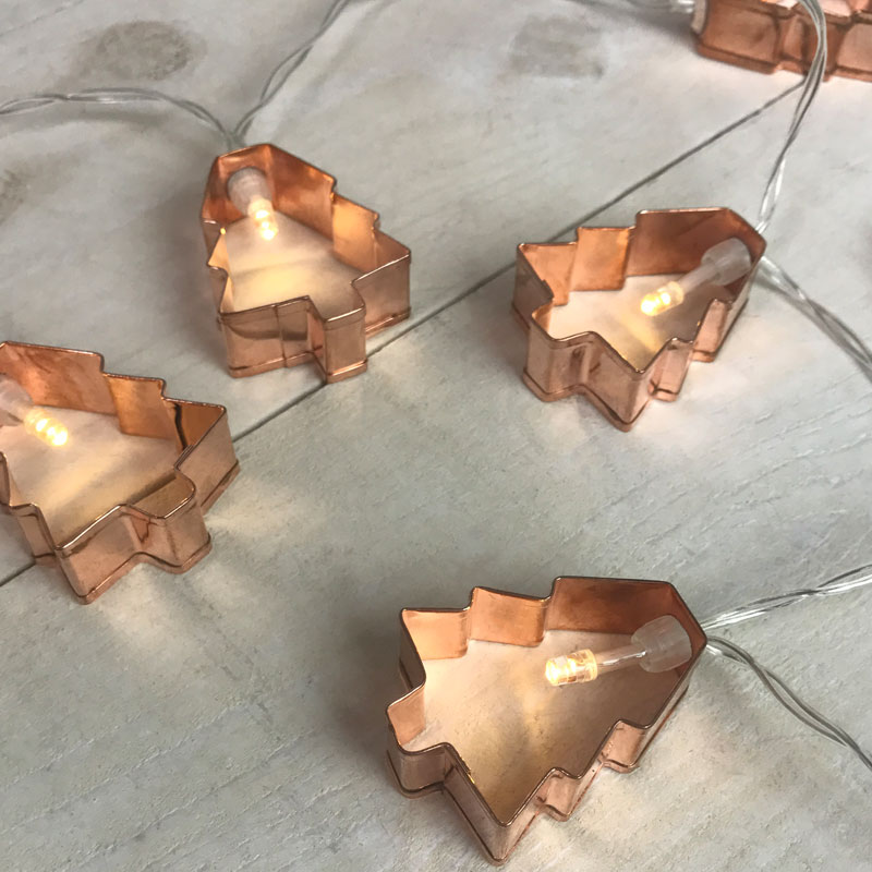 Christmas Tree Cookie Cutter String Lights Battery Operated