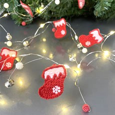 Micro LED String Lights - Red Stockings - Battery Powered  KM486486-RS