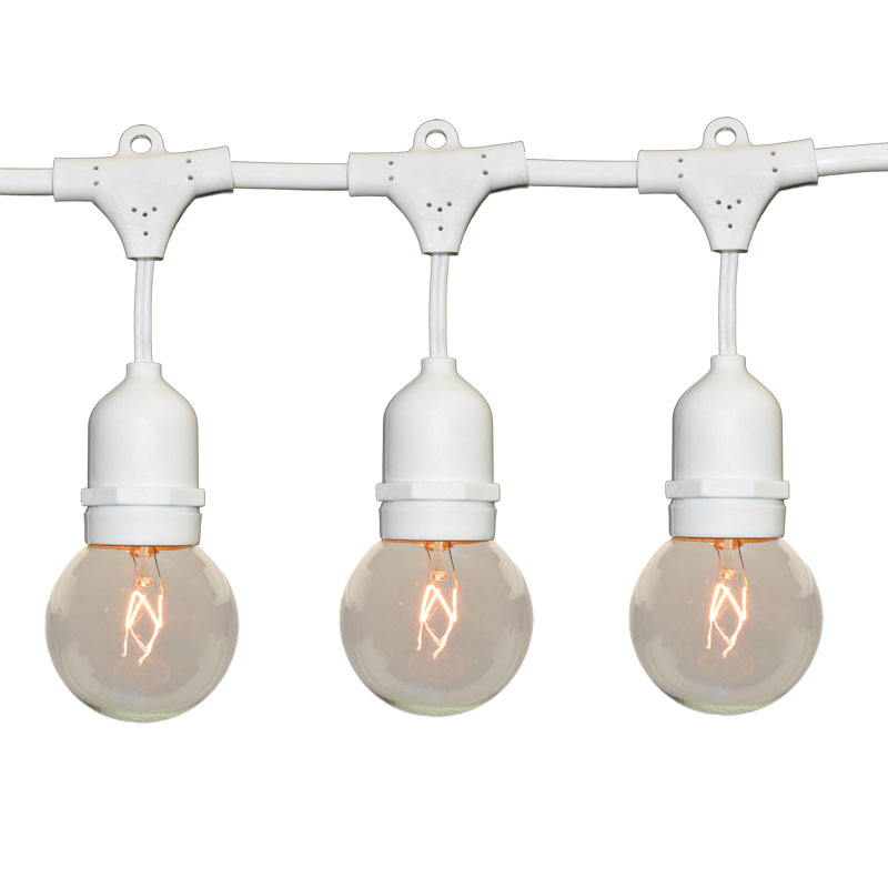 Clear Globe Outdoor String Lights - 330 Foot White Suspended