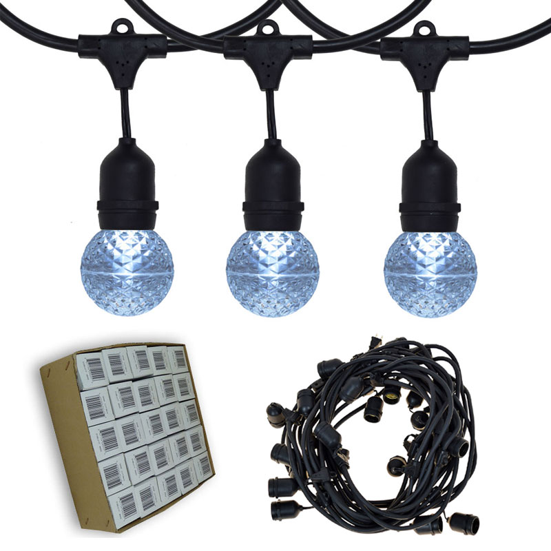 48 ft. Cool White G50 LED Globe Light Strand - Suspended Black Wire