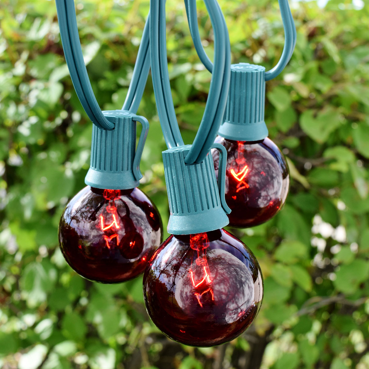 100 Commercial Red Globe Light Strand - 7W G50 Bulbs