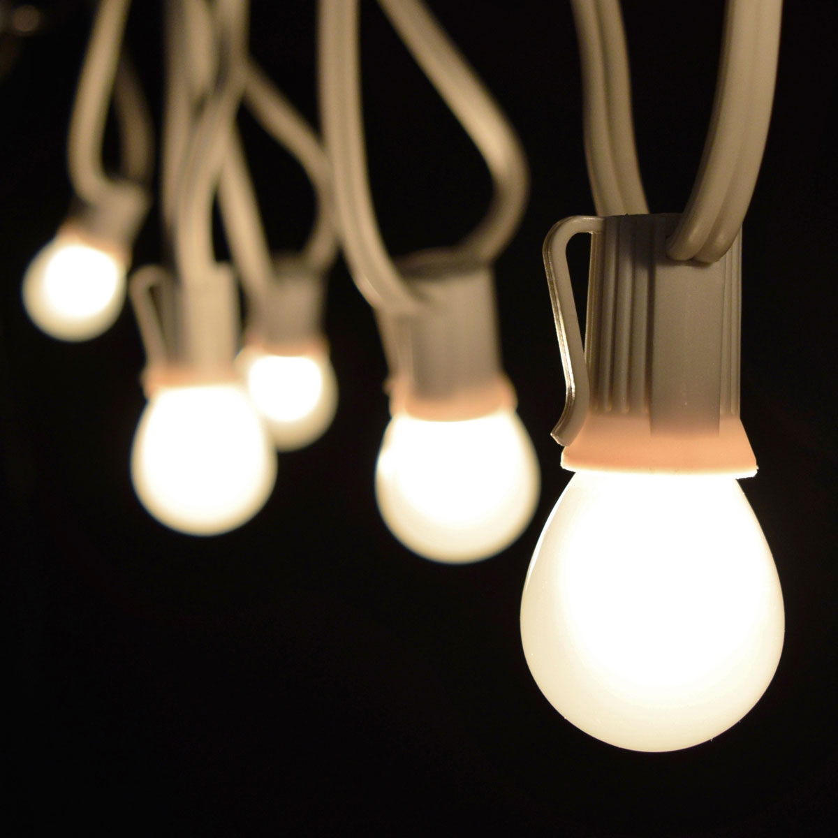 25' White Commercial Frosted White Globe Light Strand