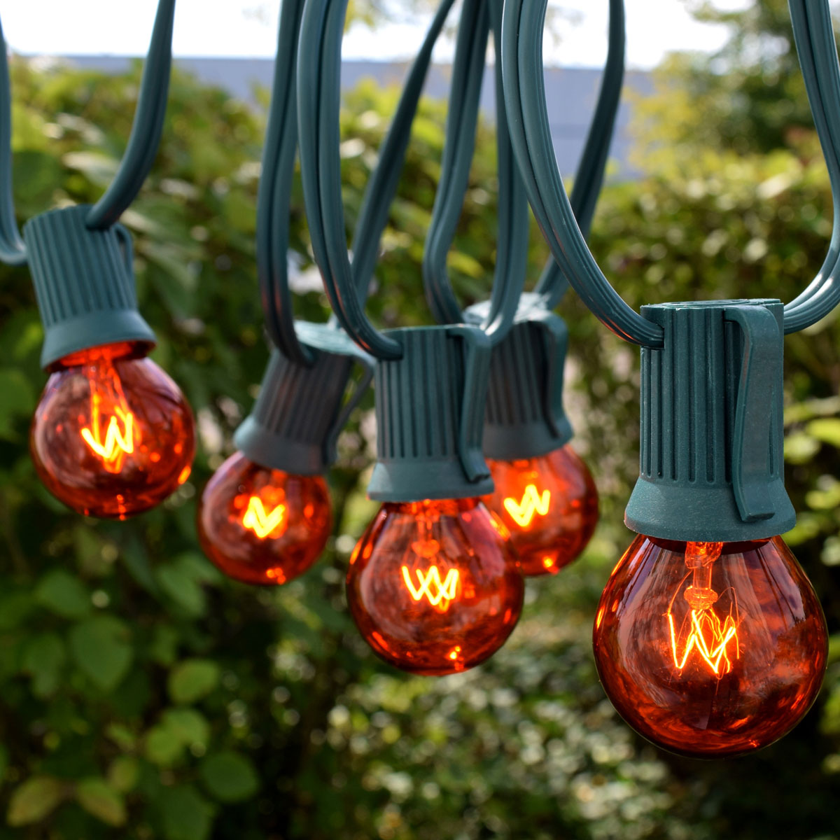 25' Commercial Orange Globe Light Strand - Intermediate Base
