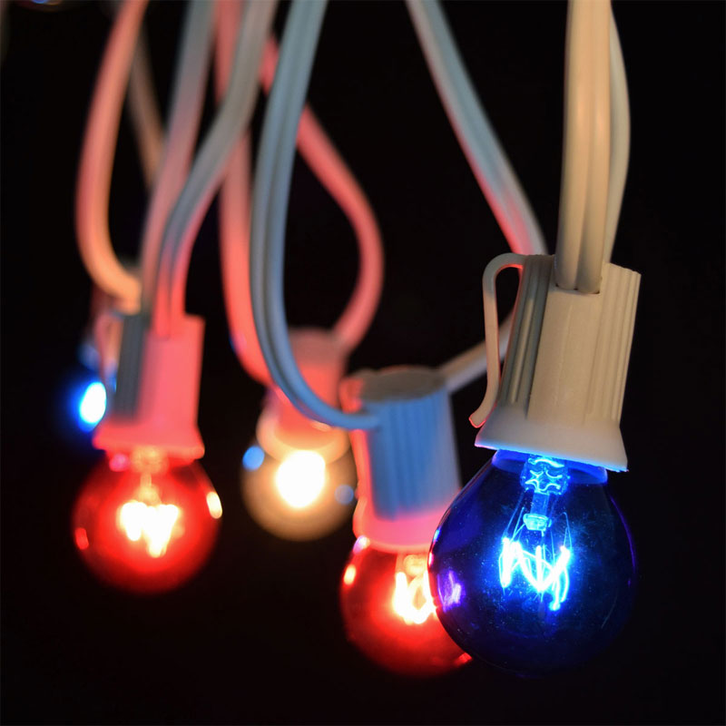50 commercial red white blue globe light strand white 50 commercial red white blue globe light strand white
